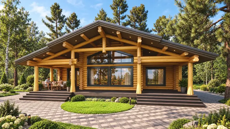 Дом в Истре из оцилиндрованного бревна, проект 156 м²