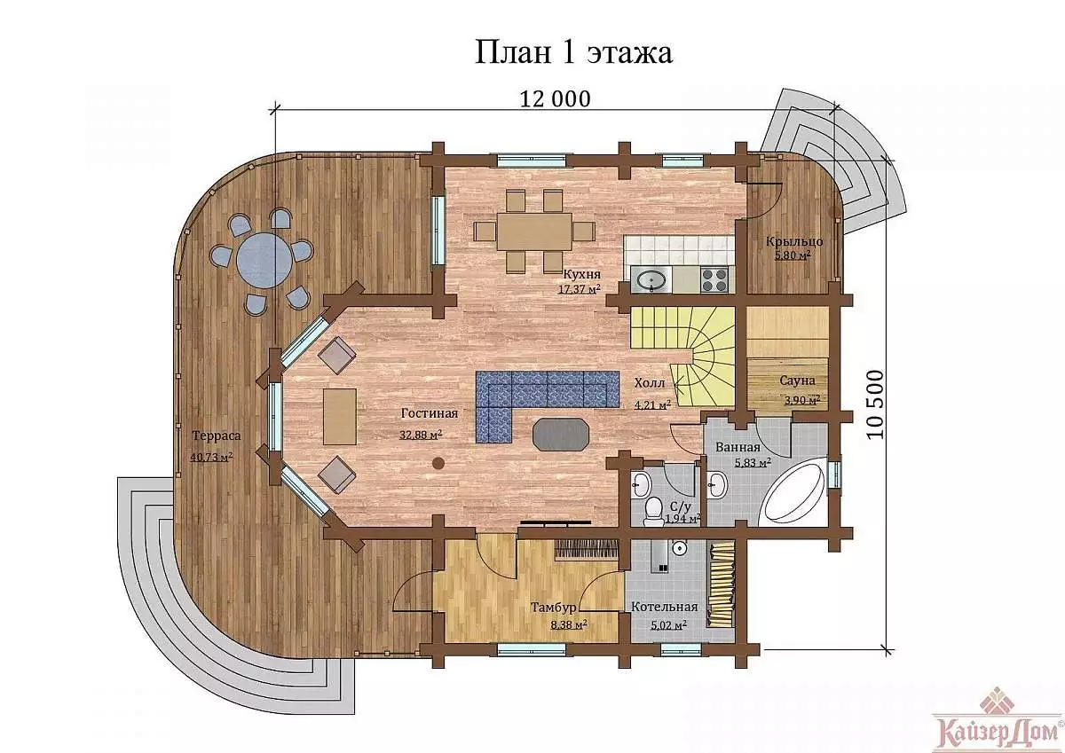Планировка и чертежи дома Кайзер