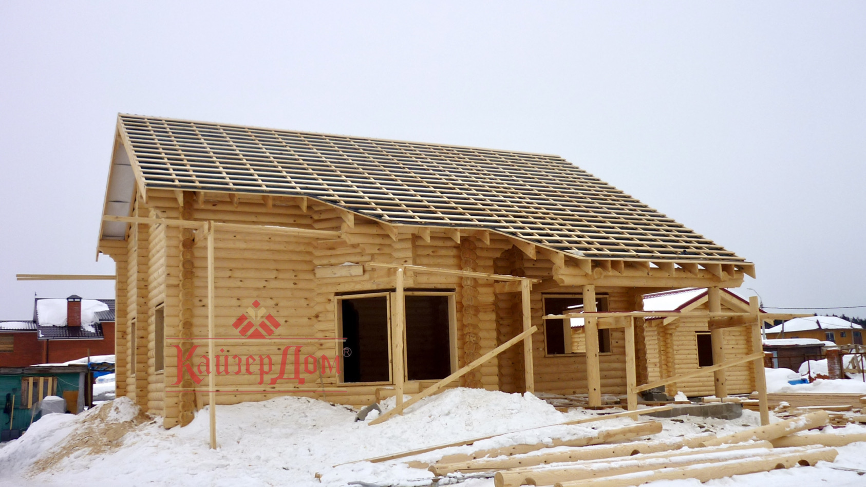 Фотография 2 - Строительство 2х домов из  бревна Д 240 мм в финском профиле Чеховский р-н Мо.