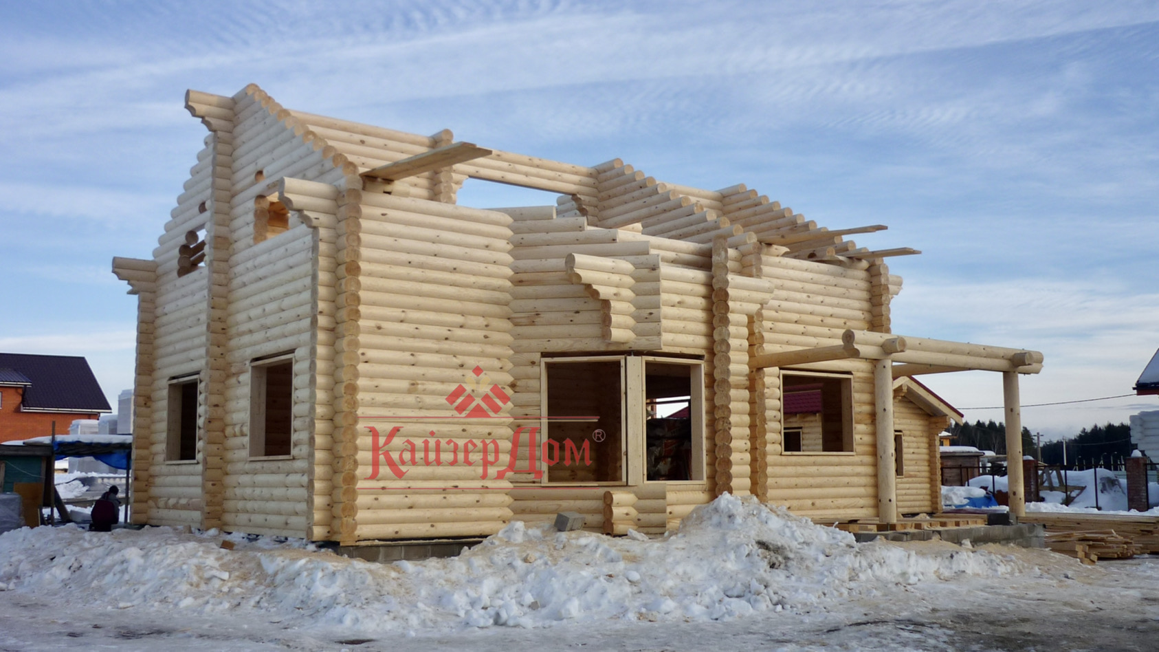 Фотография 10 - Строительство 2х домов из  бревна Д 240 мм в финском профиле Чеховский р-н Мо.