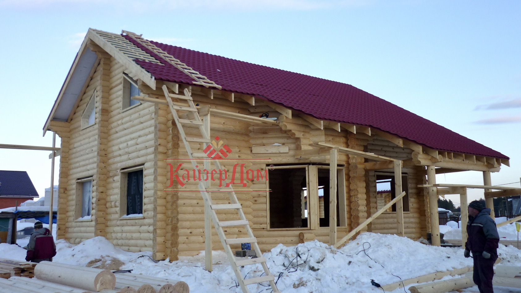 Фотография 4 - Строительство 2х домов из  бревна Д 240 мм в финском профиле Чеховский р-н Мо.