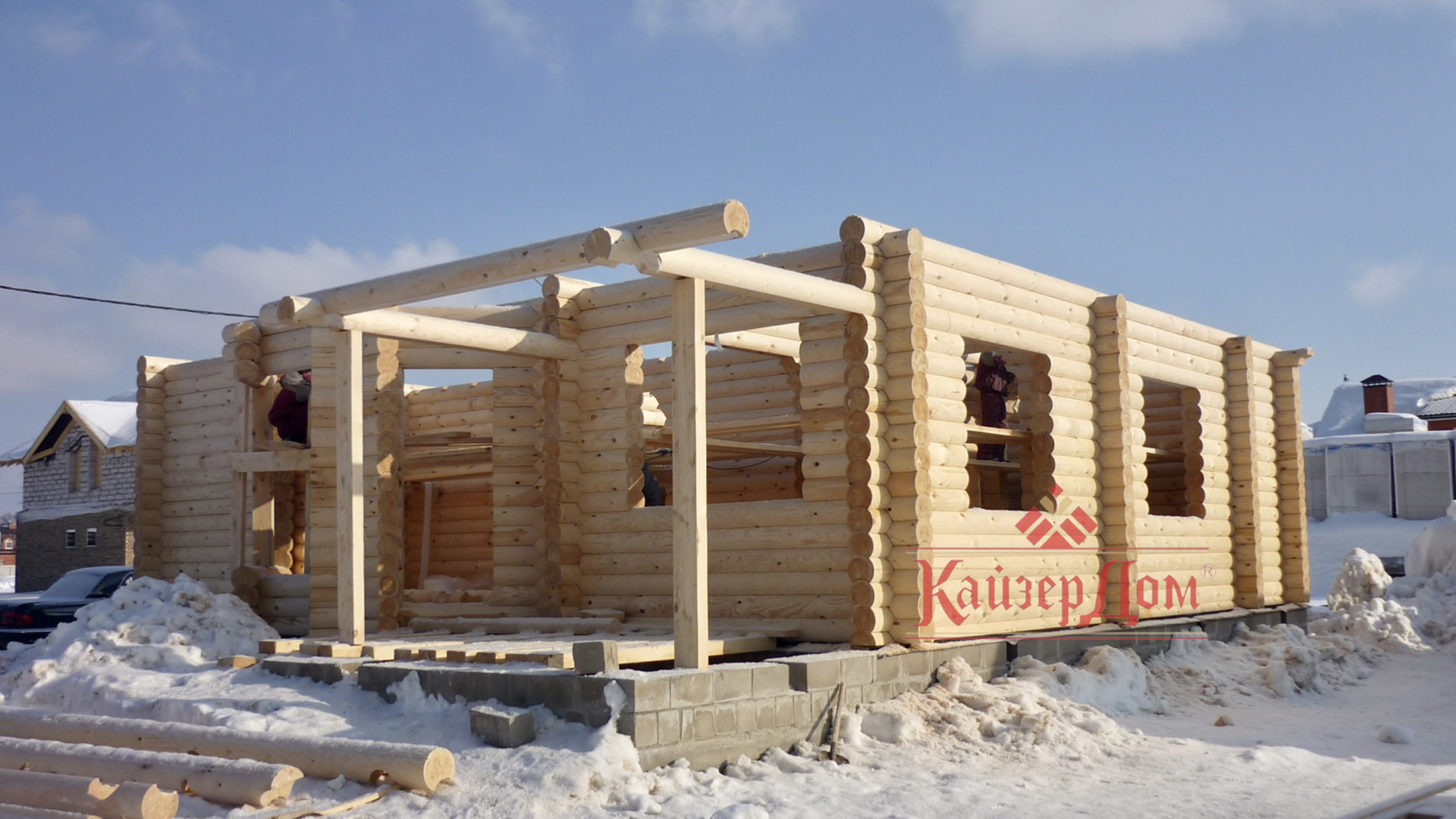 Фотография 9 - Строительство 2х домов из  бревна Д 240 мм в финском профиле Чеховский р-н Мо.