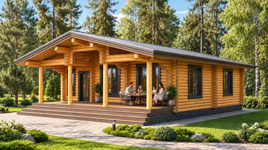 Дом из оцилиндрованного бревна — Вятич 99 м²
