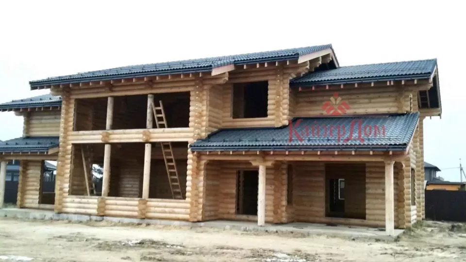 Дом из оцилиндрованного бревна с сауной в Щапово — 356 м² — фотография 13