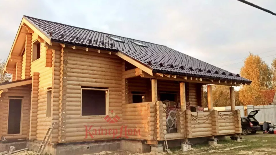 Дом из оцилиндрованного бревна 130 м² в Калужской области — фотография 3