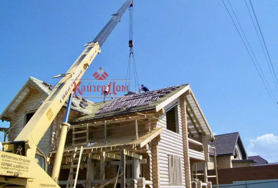 Дом с баней из оцилиндрованного бревна 165 м² в Татарстане — фотография 1