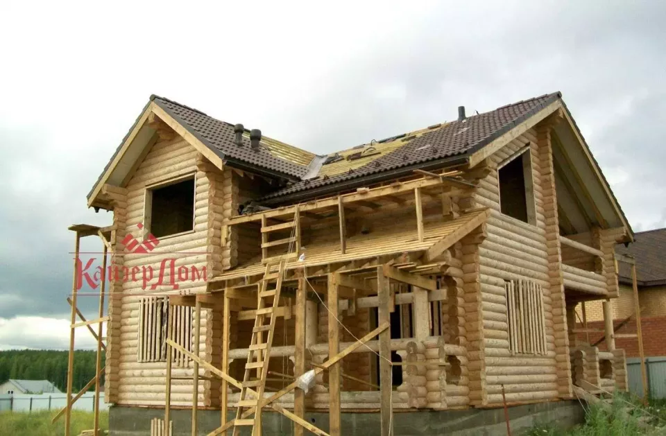 Дом с баней из оцилиндрованного бревна 165 м² в Татарстане — фотография 3