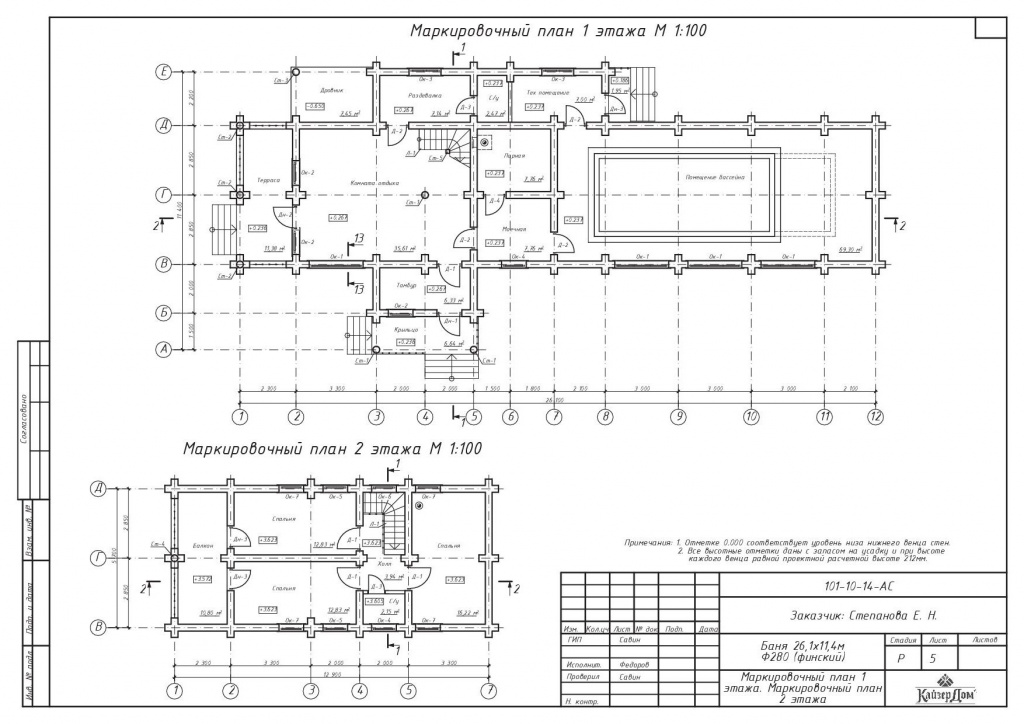 Планы этажей - назначение помещений, их размеры, площадь дома из оцилиндрованного бревна