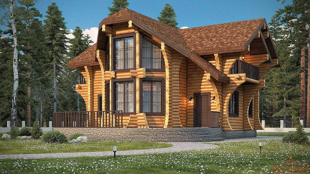 Дом из оцилиндрованного бревна «Кайзер» — общий вид