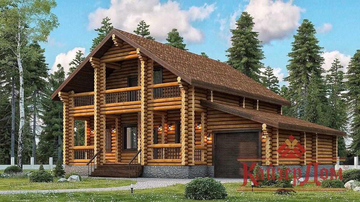 Дом из оцилиндрованного бревна «Дом в Дороничах» — общий вид
